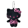 Kawaii Sanrio Hello Kitty Black Pink Leopard Pattern Plush Toys Keychain Cartoon Girl Heart Backpack Pendant Girls Birthday Gift 4