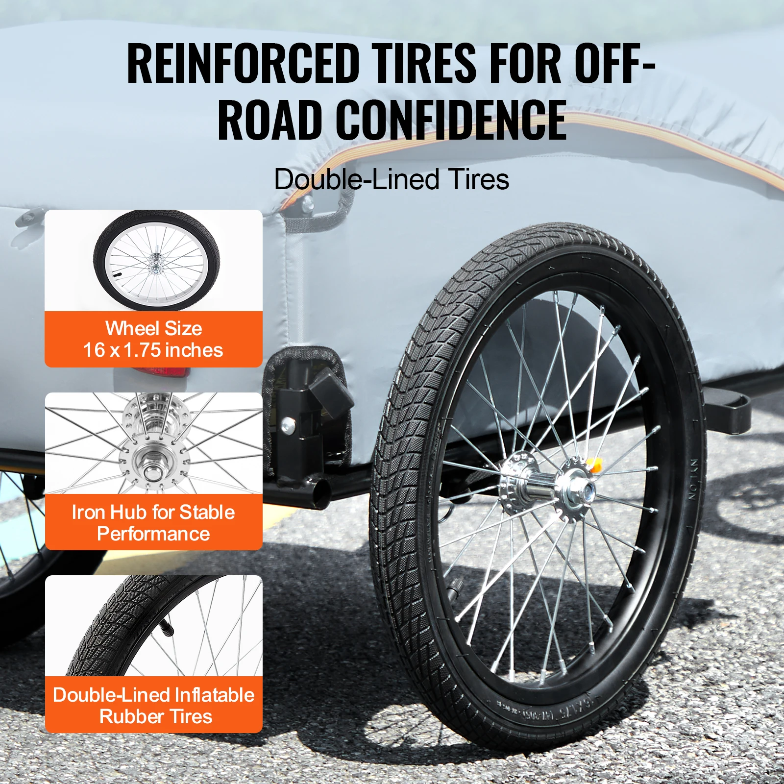 Foldable Bike Cargo Trailer with Waterproof Cover