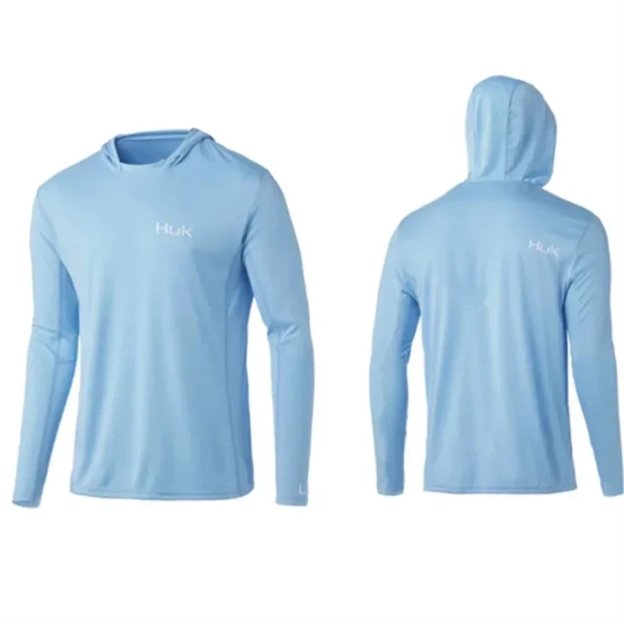 Fishing Shirt HUK With Hat Long Sleeve Sun UV UPF50 Summer Quick Dry Top Lightweight Men Fishing Clothes Sports Hunting Camping 4