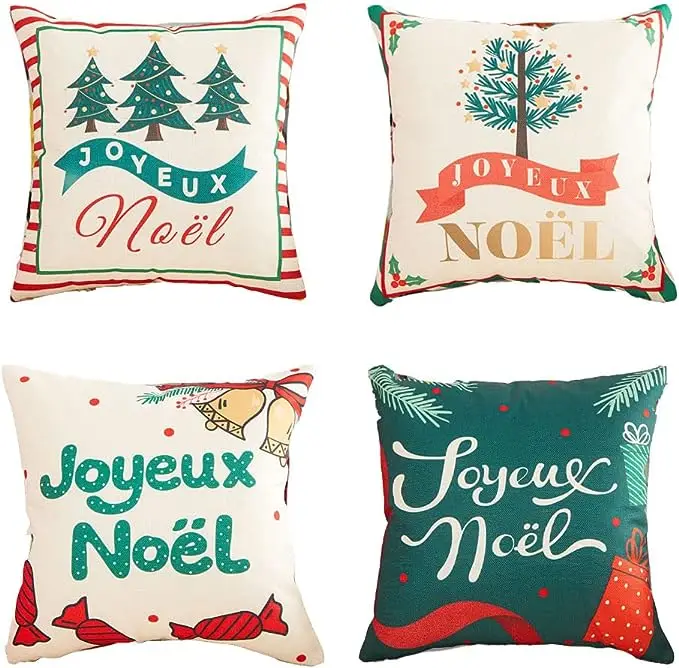 

Рождественское украшение, наволочка для подушки, синяя льняная наволочка, квадратная наволочка для домашнего дивана, подушка 45x45