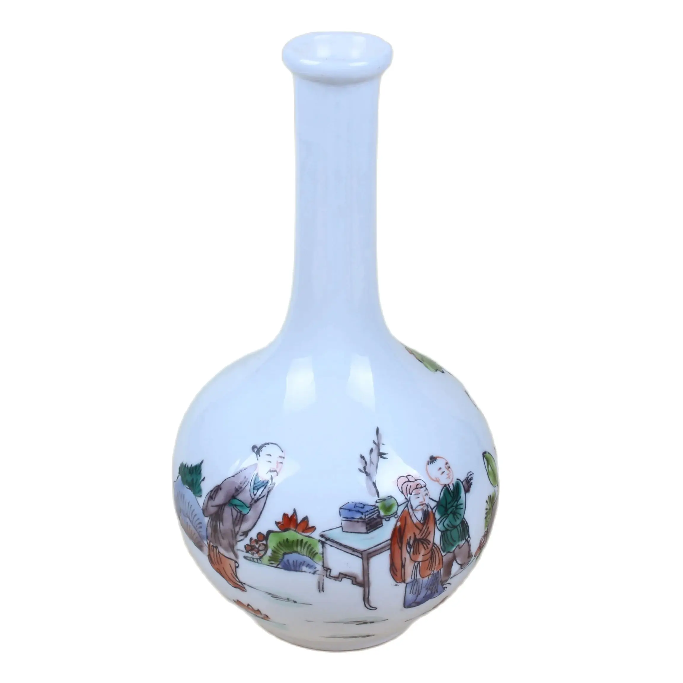 

Фарфоровая ваза в старинном стиле ручной работы с изображением персонажа и цветов, статуэтка, украшения для дома, выставки