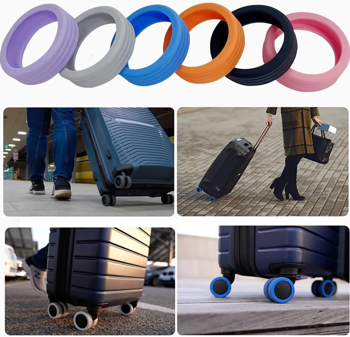 8PCS Luggage Wheels Protector Silicone Wheels Caster Shoes Travel Luggage Suitcase Reduce Noise Wheels Guard Cover Accessories