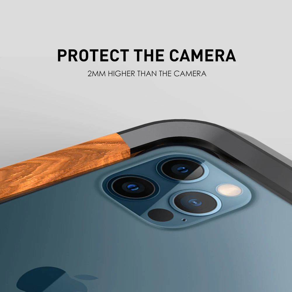 Wood Carbon Frame Metal Case For iPhone 15 14 Pro MAX 13 Pro 12 11 14 Plus Aluminum Bumper Shockproof Armor Phone Cover Coque