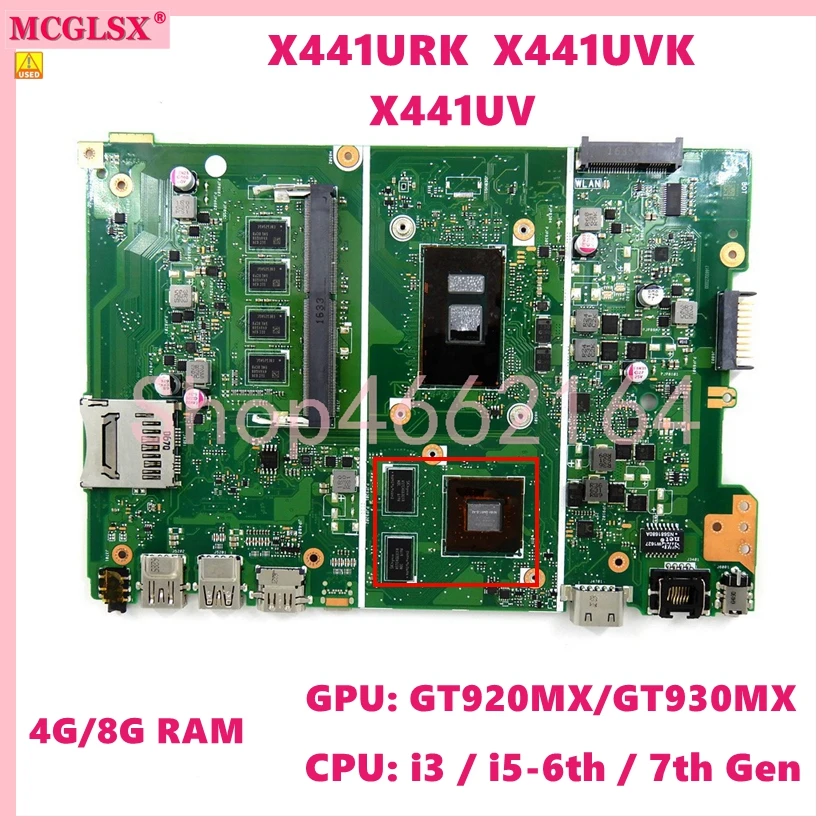 X441uv I56198 Cpu 4g Ram 920mx/2g Gpu Notebook Mainboard Rev 2.1 For
