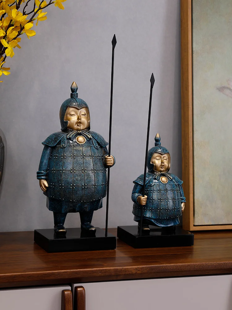 Figurine Arredamento Cinese Decorazione Della Casa Qin Terracotta Army Pieces Retro Office Cabinet Soggiorno Creative Eroic Warriors