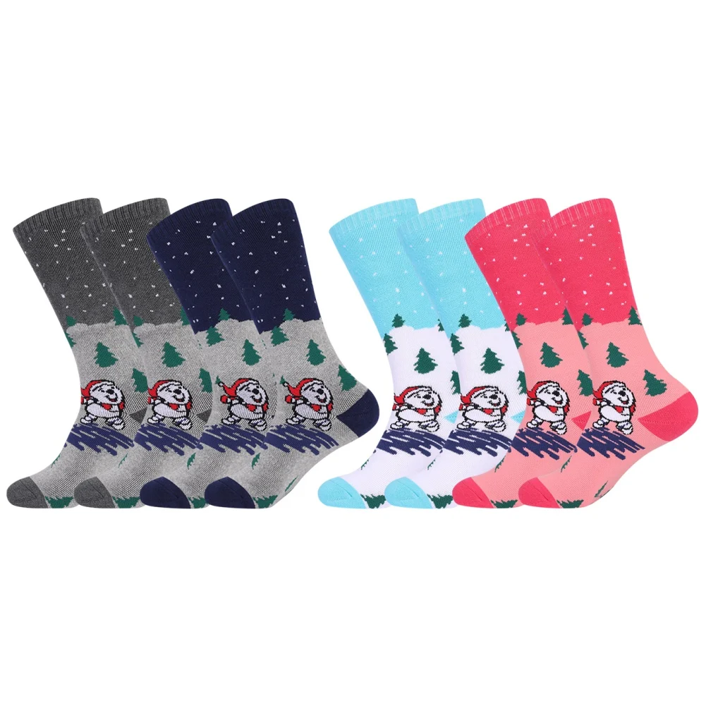 2 Pairs Kids Winter Thermal Ski Socks Thicken Cotton Warm Socks Outdoor Snowboarding Cycling Hiking Stocking Soft Leg Warmer