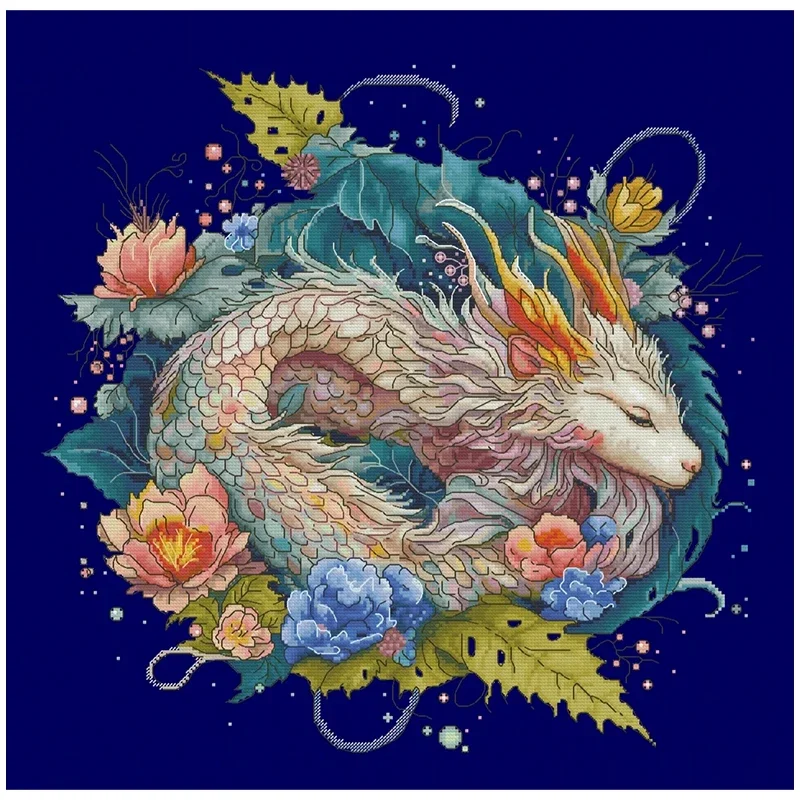 

Dragon in Flowers Animals Patterns Counted Cross Stitch 11CT 14CT DIY Chinese Cross Stitch Kit Embroidery Needlework Sets Crafts