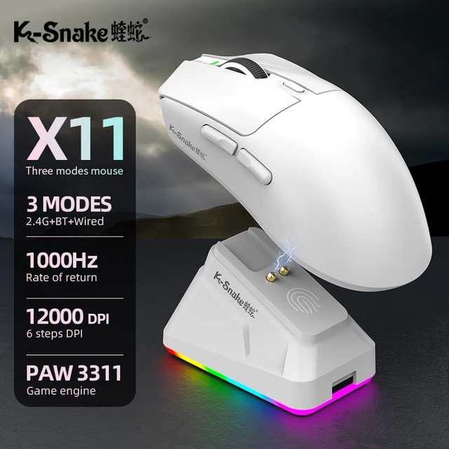 k-sanke x11 Bluetooth wireless mouse game three-mode e-sports laptop PAW311 desktop computer lightweight magnetic charging 1