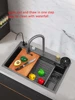Nano Stepped Sink 304 Stainless Steel Vegetable Wash Basin High PressureCup Washer Coffee Shop Wine Bar Sink Kitchen Sink 6