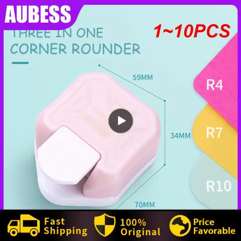 

1~10PCS 3-in-1 Corner Rounder border punches for scrapbooking Mini Corner Cutter R4/R7/R10mm Circle Trimmer Punch Office