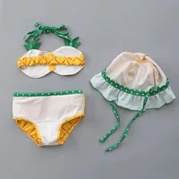 2024 Baby Swimwear Kids Girls 3 Pieces Swimsuit Bikini Summer Children Cute Strawberry Pineapple Swimwear For Beach Vacation 5