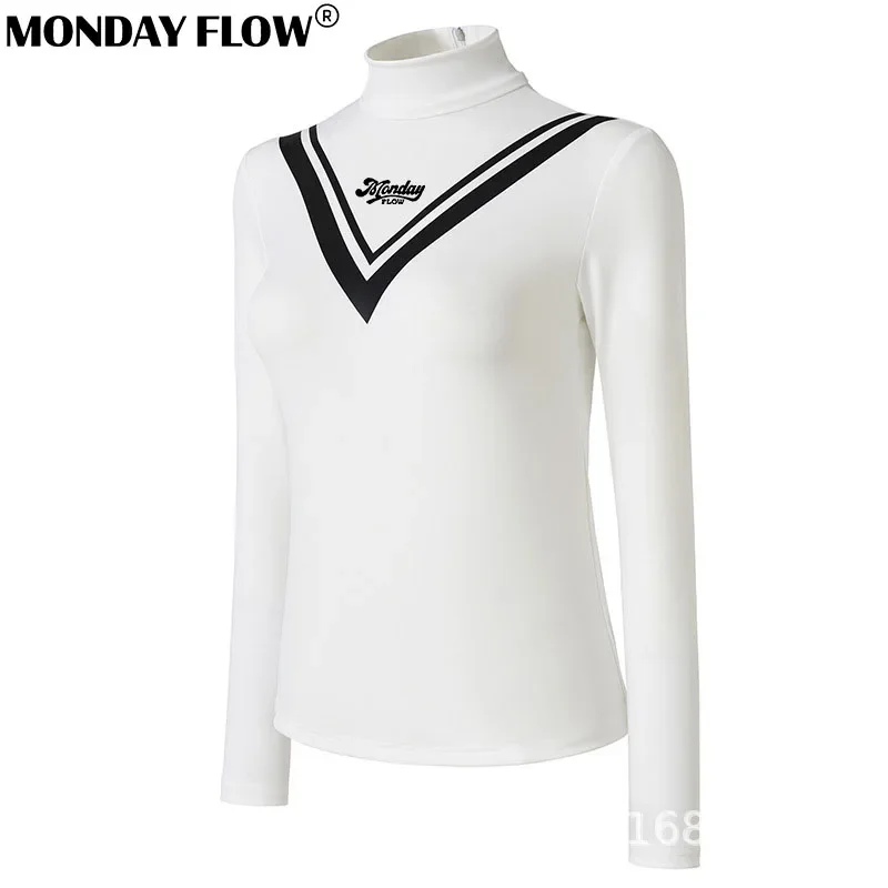 Monday Flow Spring/Autumn Golf Women's Outdoor Sports Shirt Comfortable Versatile Long Sleeve T-shirt Lady Slim POLO Shirt Top