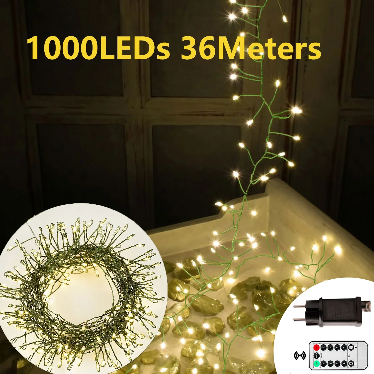 

3M/10M/18M/36M Christmas String Lights Outdoor Cluster Lights IP44 Party Decoration Indoor Garden Tree Plug Wedding 220V Holiday