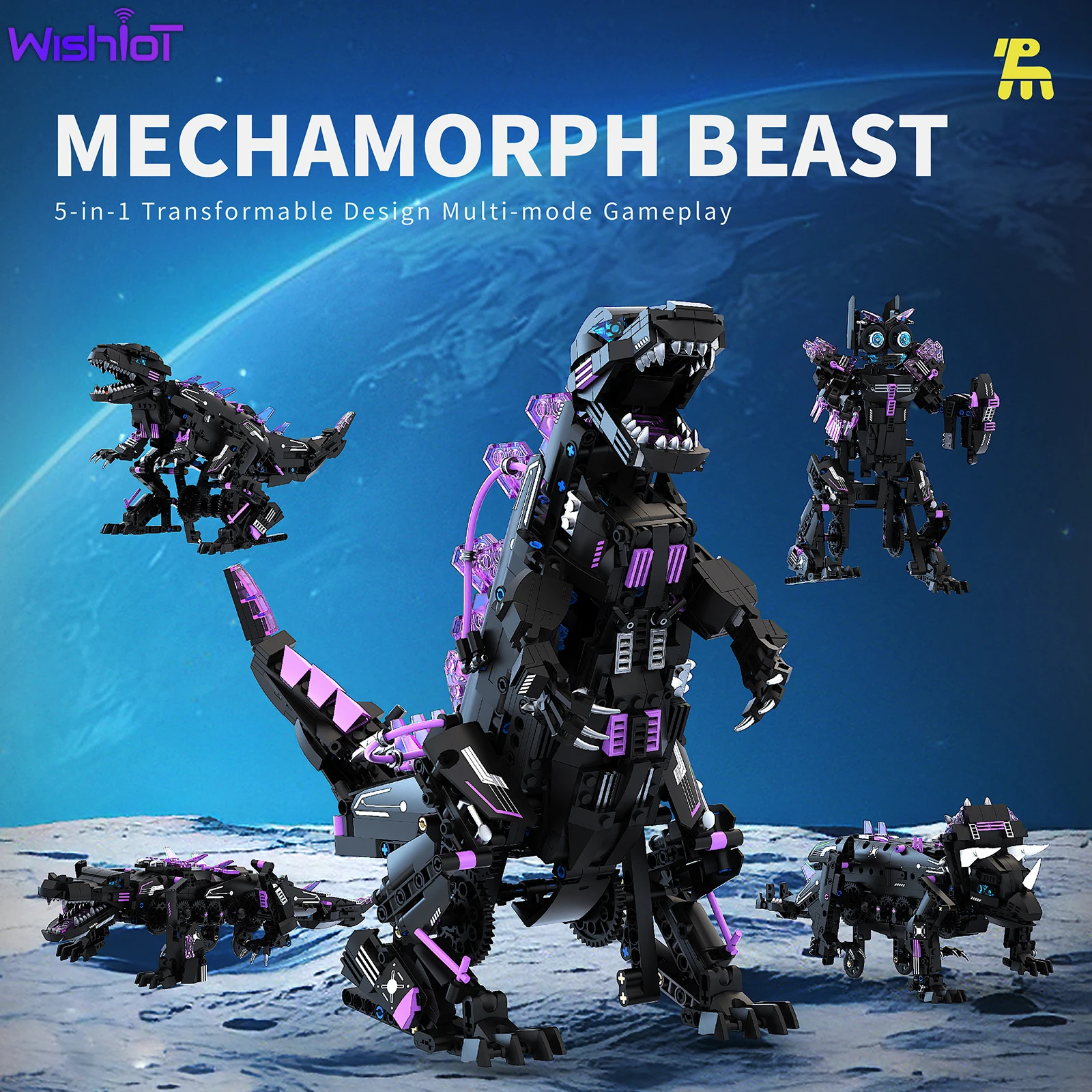 935PCS 5-IN-1 Mechanical Beast Building Blocks STEM Dinosaur Transforming Robot Model APP Program Remote Control Kids Toy Gift