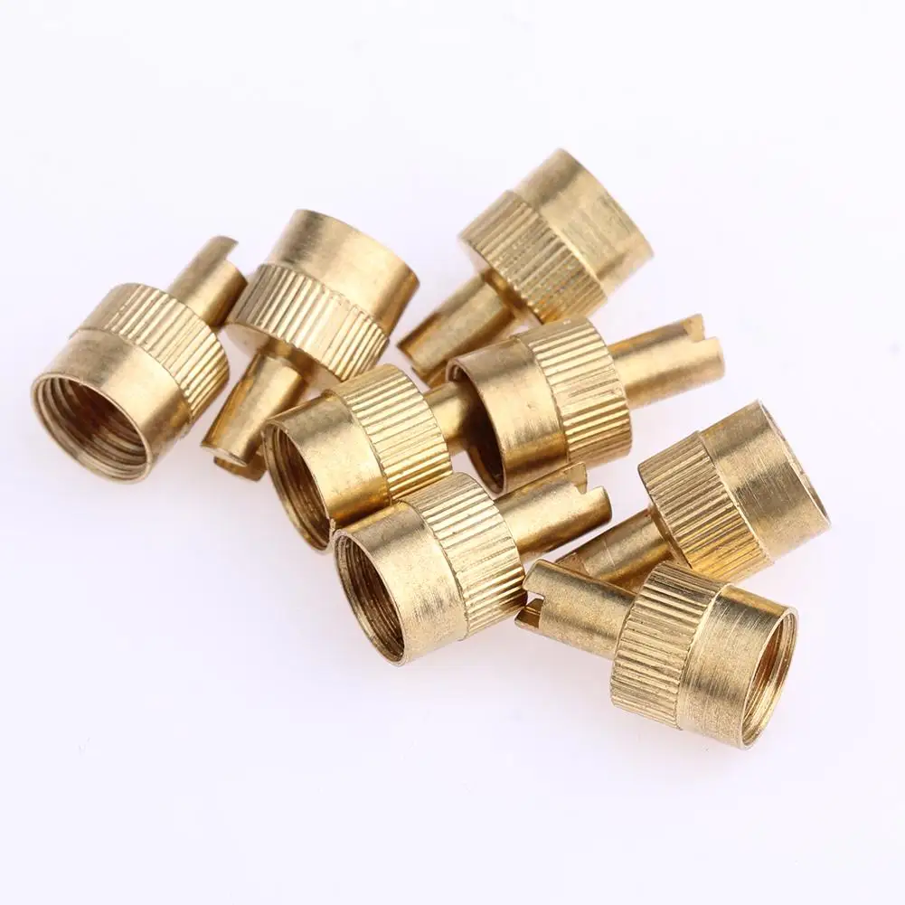 8pcs Copper Slotted Head Valve Stem Caps with Core Remover Tool for Car Motorcycle Wheels Tires Accessories