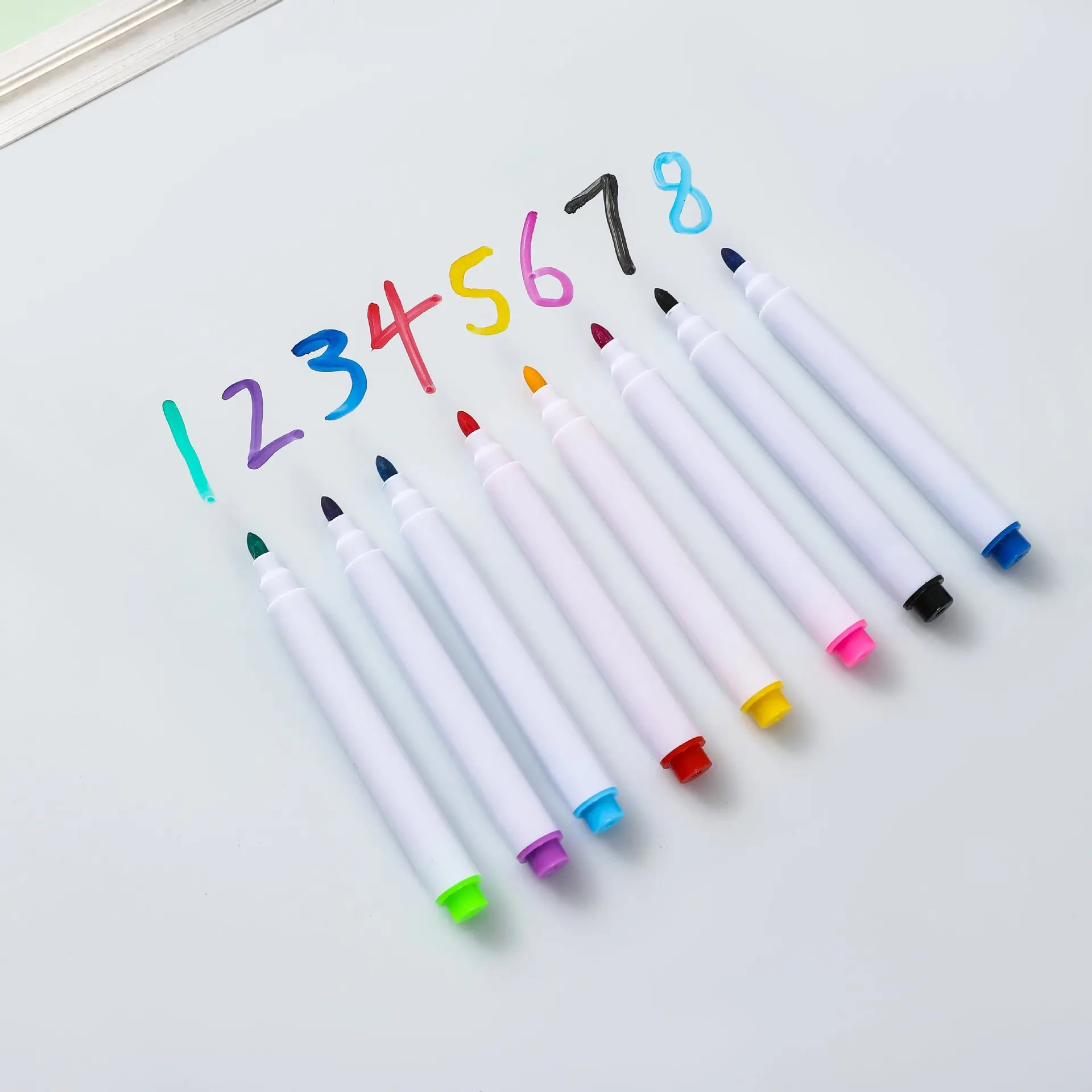 자기 브러시가있는 16PCS 화이트 보드 마커 라이트 보드 쓰기 보드 용 리필 형 건식 지우기 마커