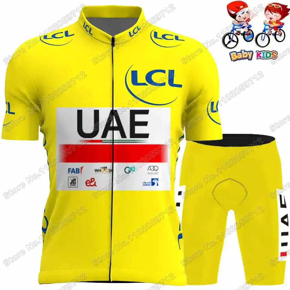 Cycling Jersey Set Cycling Jersey Cycling Shirt Cycling Suit Kids UAE Team Cycling Jersey Slovenia Tadej Pogacar Set Boys Girls France TDF Cycling Clothing Children Road Bike Shirts