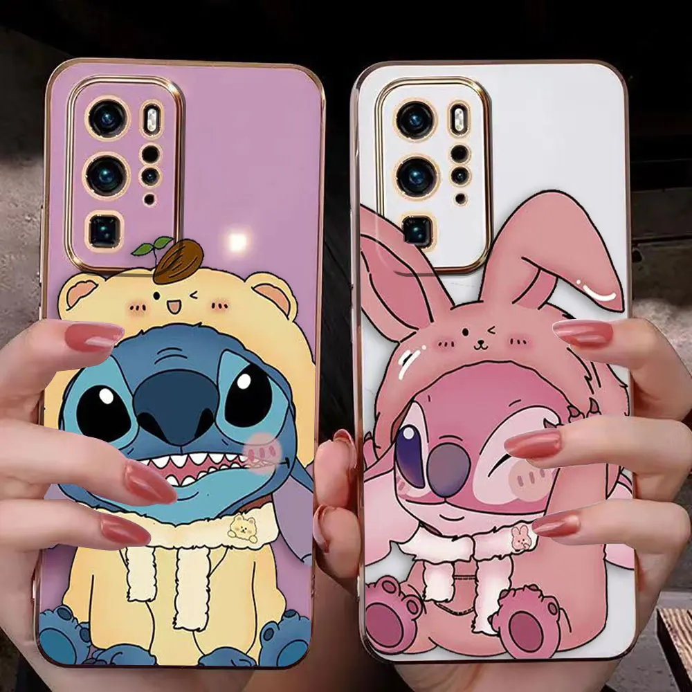 Cover Smooth E-Tpu Custodia Per Telefono Huawei Nova 3 3I 4 5I 5T 7 7I 8I 9 9Se 10 Y70 X7A X9A 20 50 Pro 5G Custodia Cute Lilo Stitch And Angel