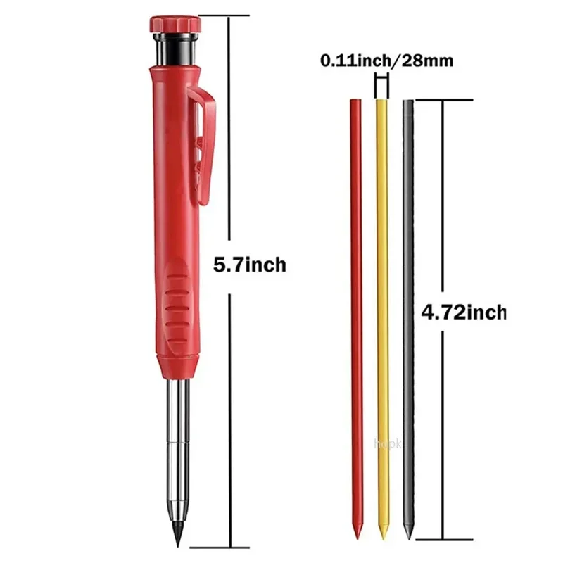 Enhanced Carpenter Pencil with Built-in Sharpener for Precise Deep Hole Marking