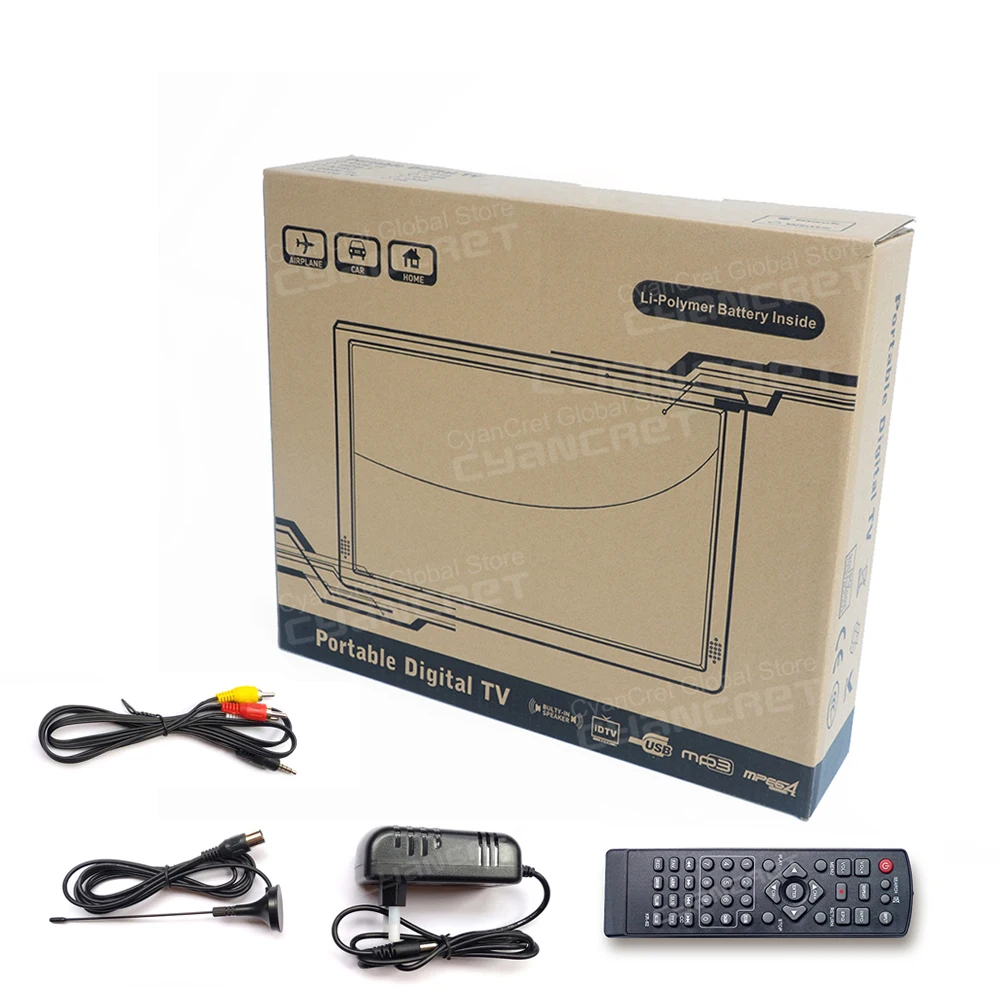 LEADSTAR D16 15.4 Inch Big Screen Portable TV ATSC Digital Analog Television Support H.265 AC3 HD for Car Kitchen Home