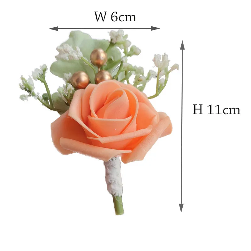 Men Buttonhole White Foam Roses Wedding Accessories Flowers Artificial Wrist Corsage Bracelet Bridesmaids Marriage Bride Sister