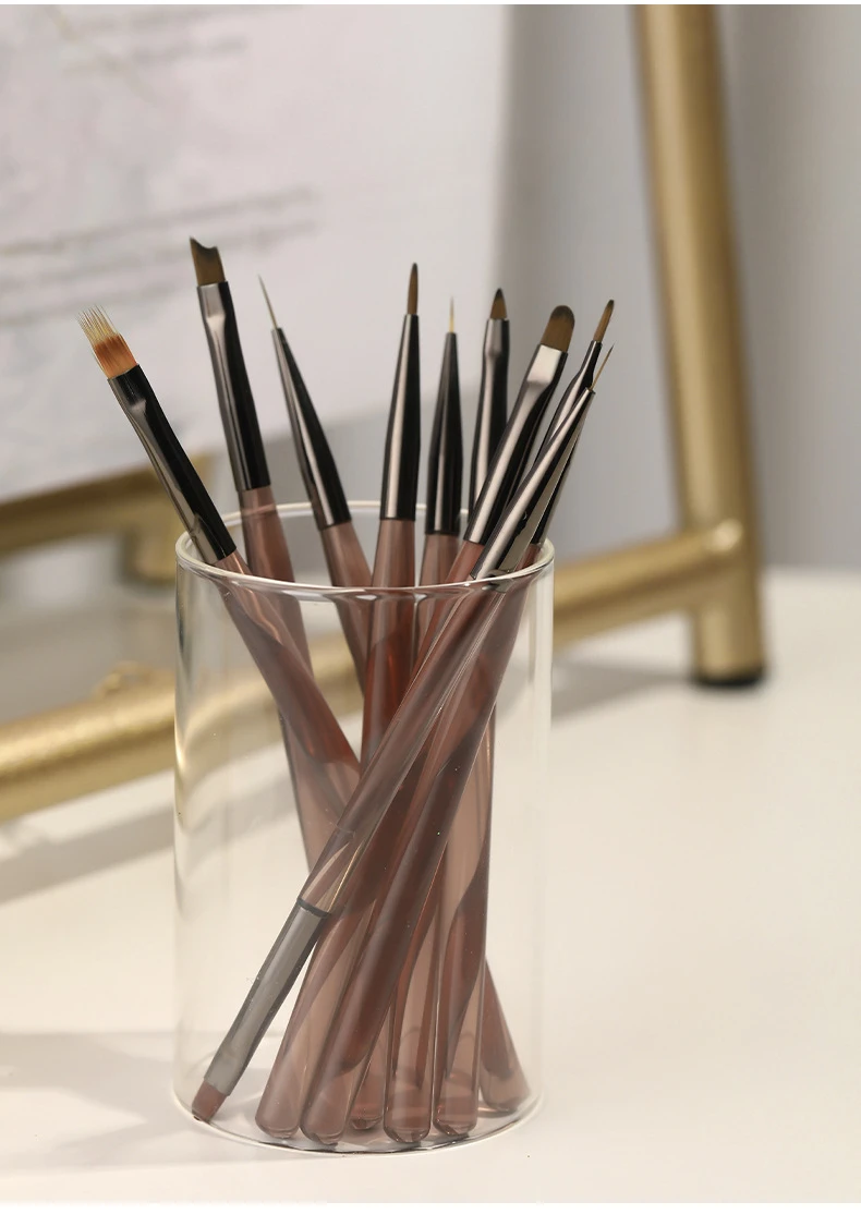 Description Picture 5 of item9sets Japanese nail brush set drawing line light therapy pen beginners home painting flower smudging special tools Nail salon