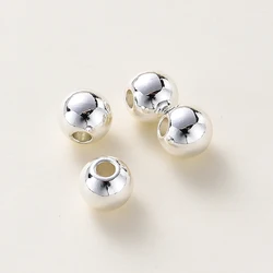 Gold Plated Smooth Round Brass Beads for DIY Jewelry Making & Wholesale (Silver)