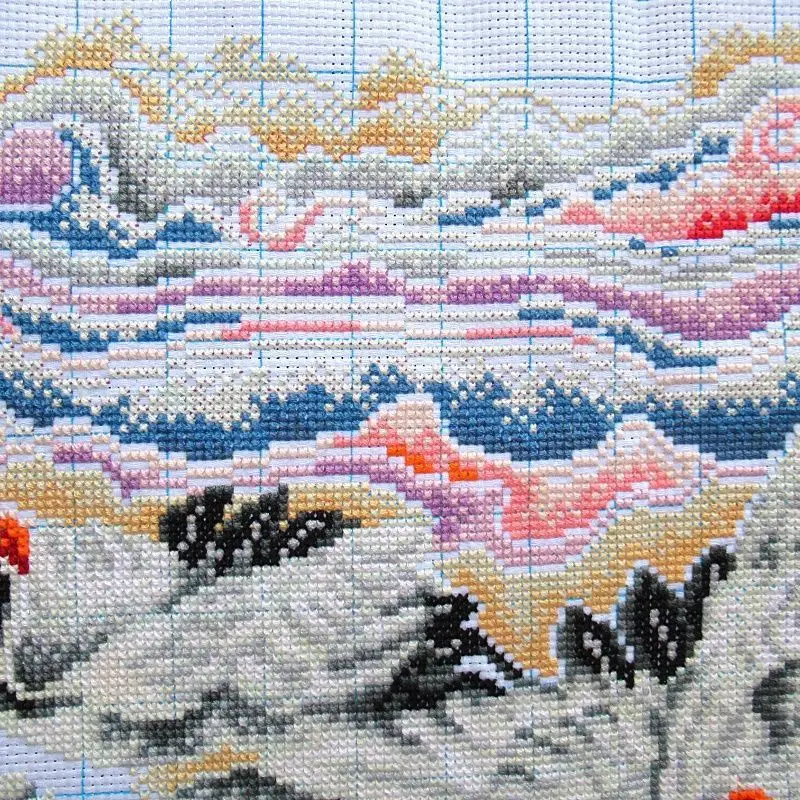 Cross stitch finished product, pure handmade Xianghe Ping An Lotus picture, new living room, bedroom, ancient style, Chinese