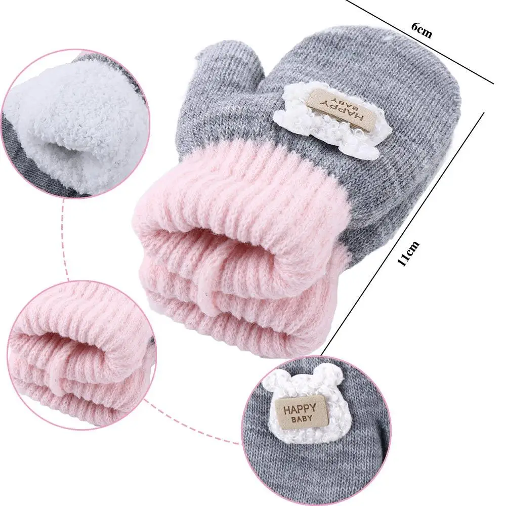 Autumn Winter Soft Girls Boys Infant Toddler Knitted Gloves Thickened Warm Mittens Baby Mittens