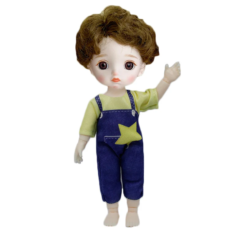 16cm Boy Doll Clothes Set OB11 Baby Doll Naked Girls Body 1/12 BJD Outfit 13 Movable Joints Makeup Dress Up Dolls for Girls Gift
