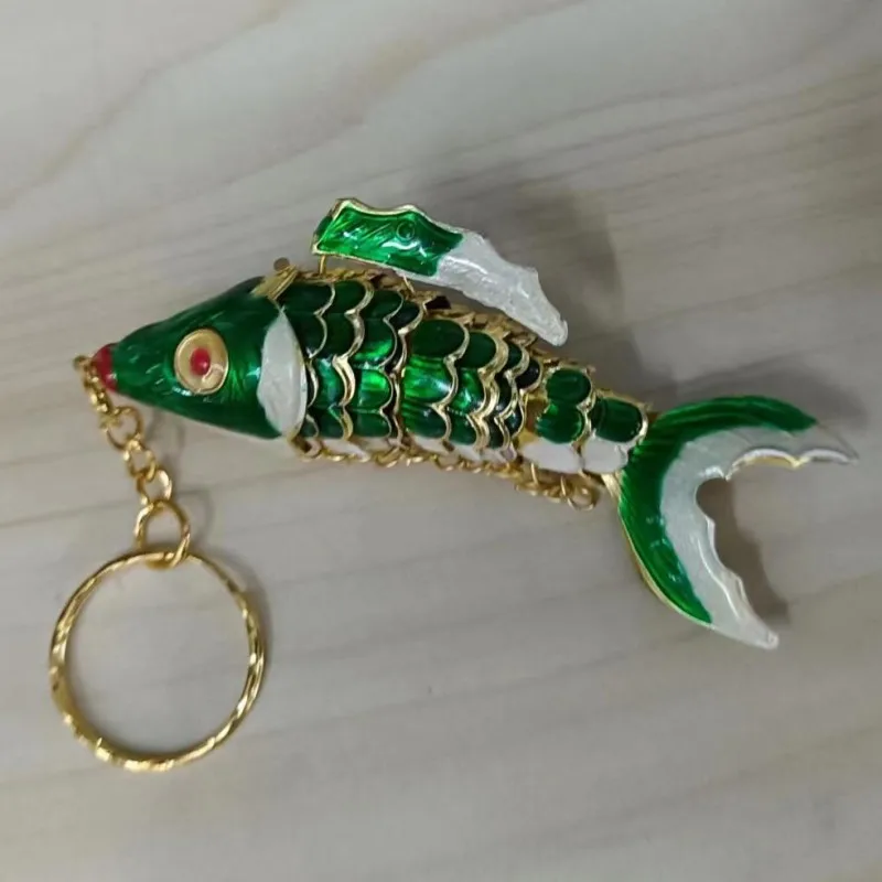 

Cloisonne 3.54 inch Big Koi Fish Keychain Beautiful Animal key rings For Women Men Gift Handmade Swing Enamel Goldfish Jewelry