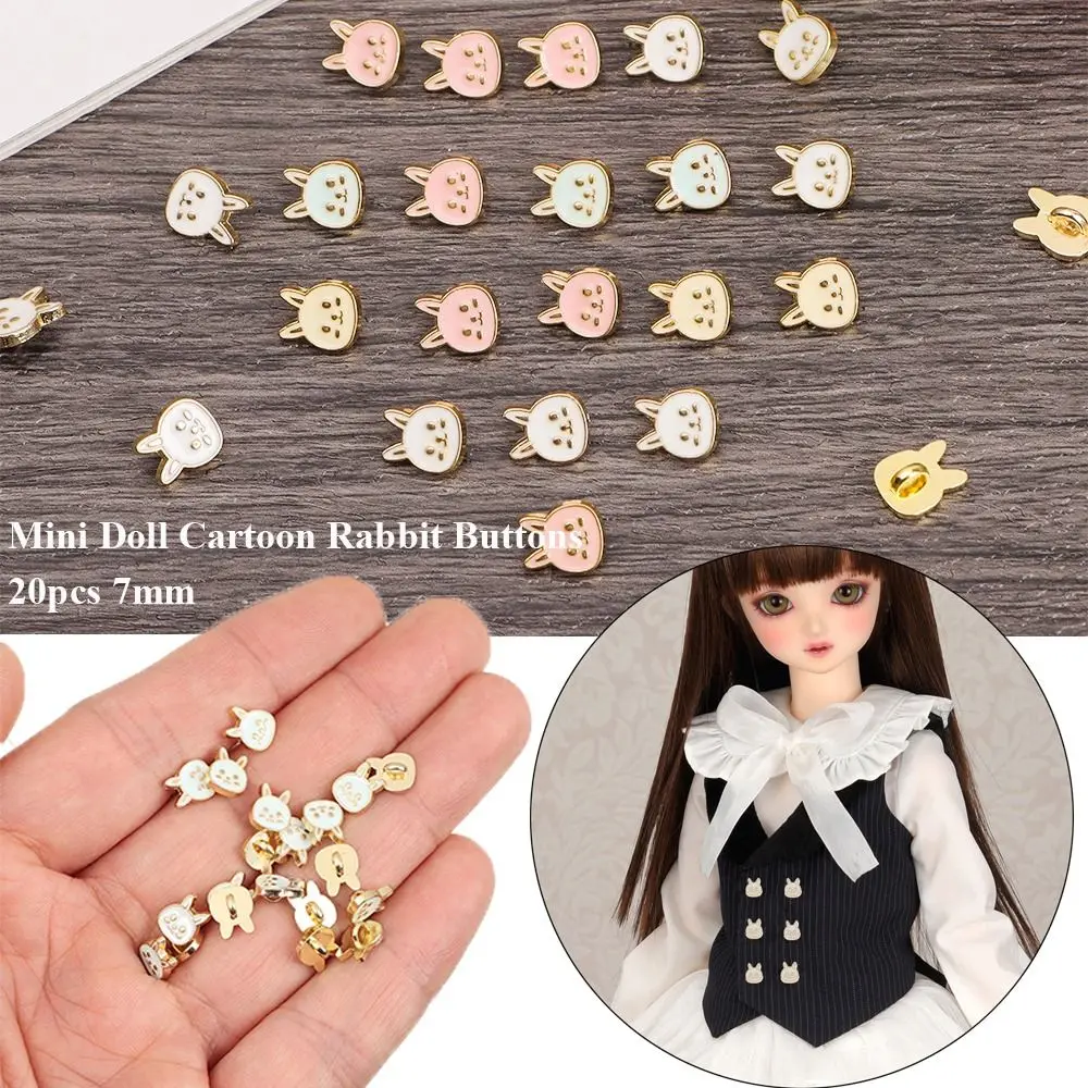 Mini Metal Rabbit Buttons for Doll Accessories