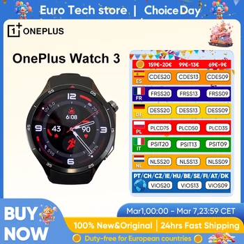 OnePlus Watch 3 SmartWatch Versione globale Wear OS di Google Display LTPO A0MOLED da 1,5 pollici Durata della batteria di 5 giorni Controllo salute degli anni '60 GPS