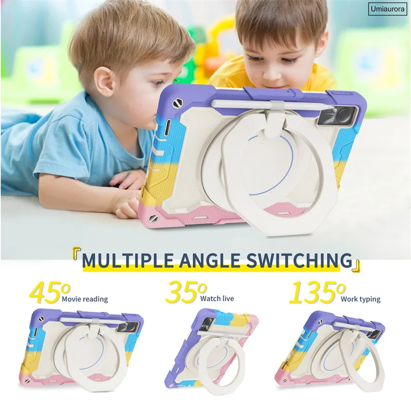 Shockproof Silicone Tablet Case with Pull Ring Stand Cover