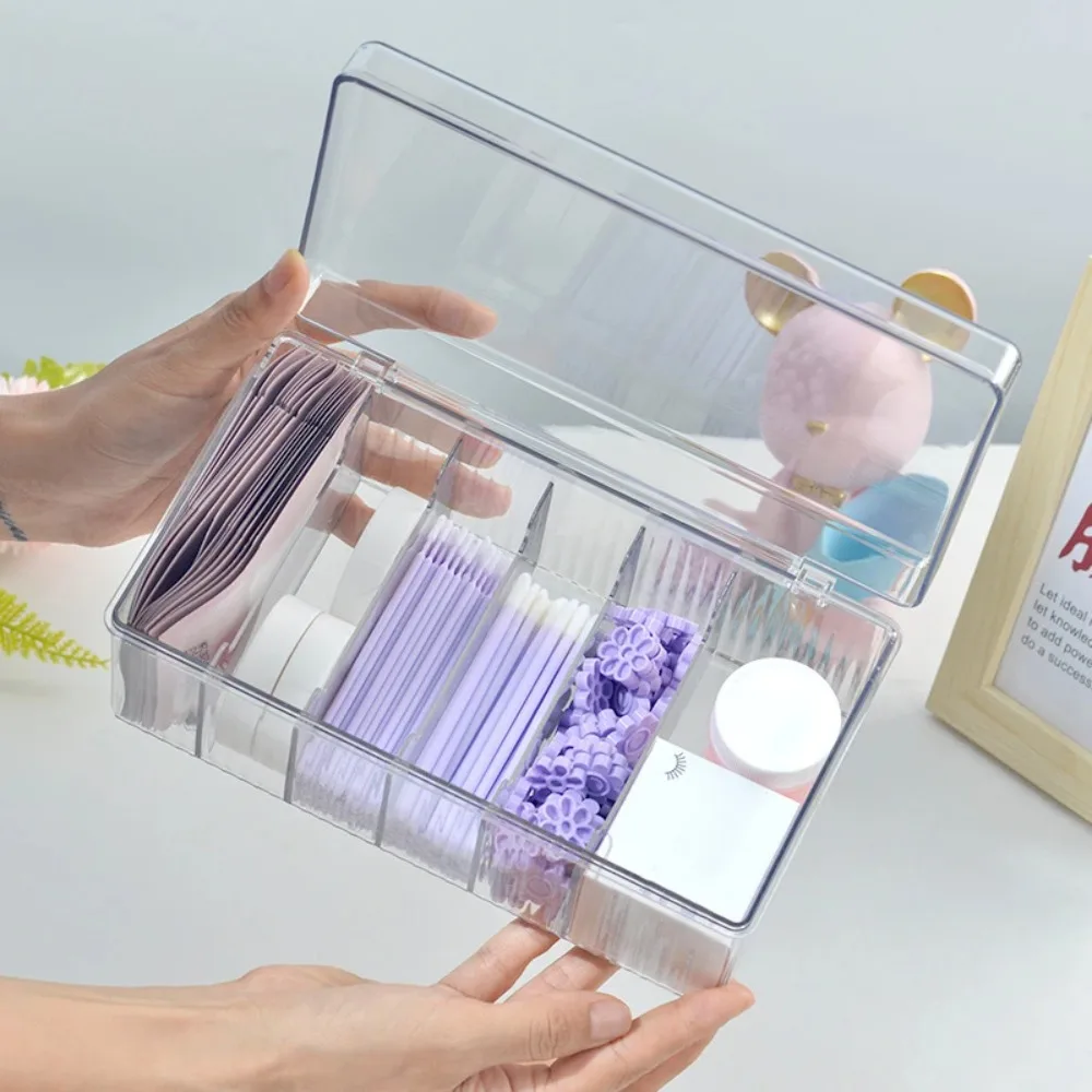 

Multi Grid Storage Box Ins Transparent Flip Cover Makeup Tool Plastics Lash Accessories Jewelry Lipstick