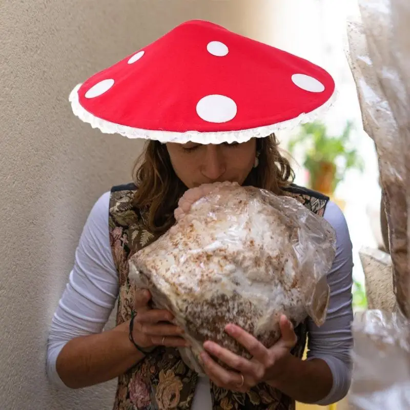 Kreativer Pilzhut für Erwachsene mit eleganter Spitzenausstattung für Kostümpartys Rollenspiele und Halloween -Fotografie Y08E – Detail 8