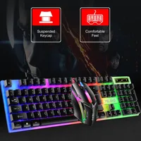 Rainbow Backlit Wired Keyboard and Mouse,Floating Keycap Strong, Wear-resistant,  Comfortable Feel Keyboard for Business Office - Image 2