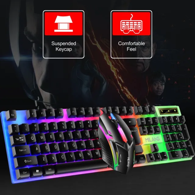Rainbow Backlit Wired Keyboard and Mouse 2