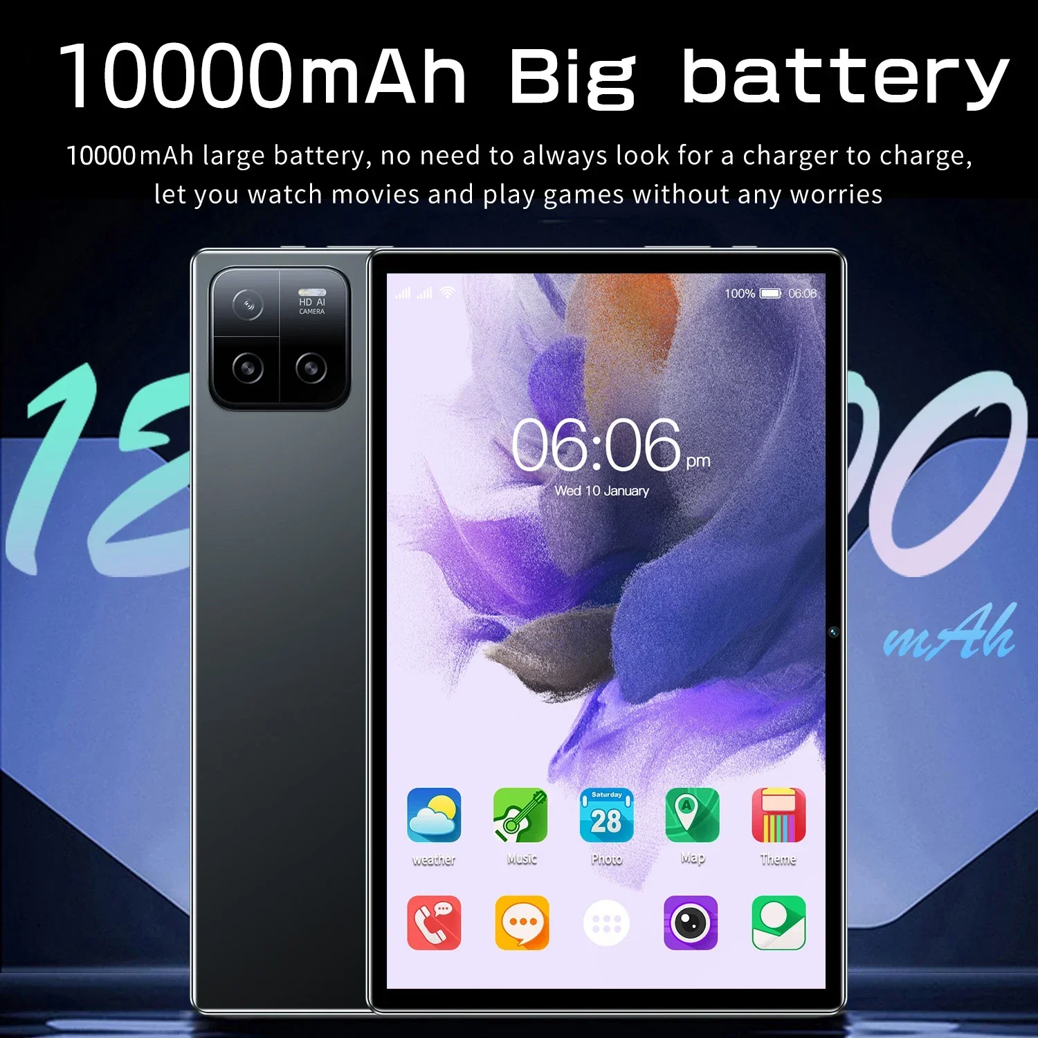 2024 글로벌 버전 태블릿 패드 6 프로, 안드로이드 13, 스냅드래곤 888, 10000mAh, 16GB RAM, 512GB ROM, 5G SIM 카드, HD 4K 화면, 와이파이 미 탭