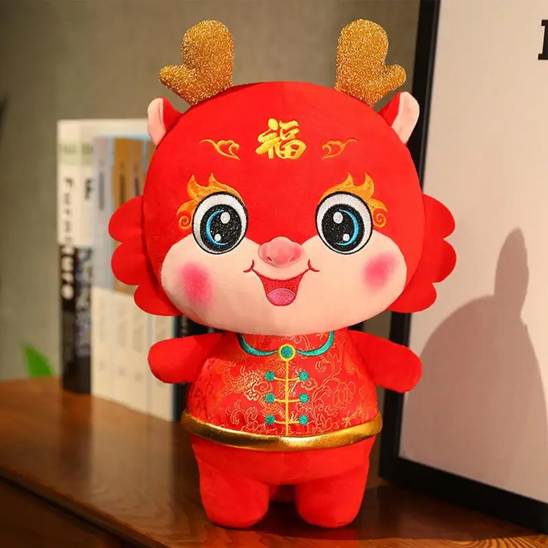 

Chinese Dragon Plush Cute Expression Zodiac Dragon Toy Multifunctional Cartoon 2024 Chinese Year Of The Dragon Mascot Plush Toys