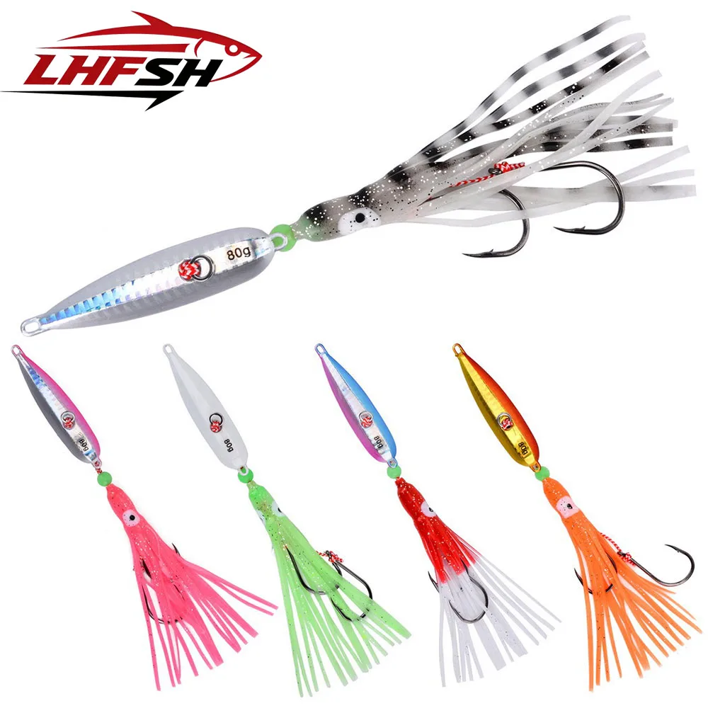 LHFSH 40g-200g Slow Jigging Squid Pesca Inchiku Metal Jig Head Leurre Octopus Skirt Japan Kingfish Snapper Grouper Fishing Bait