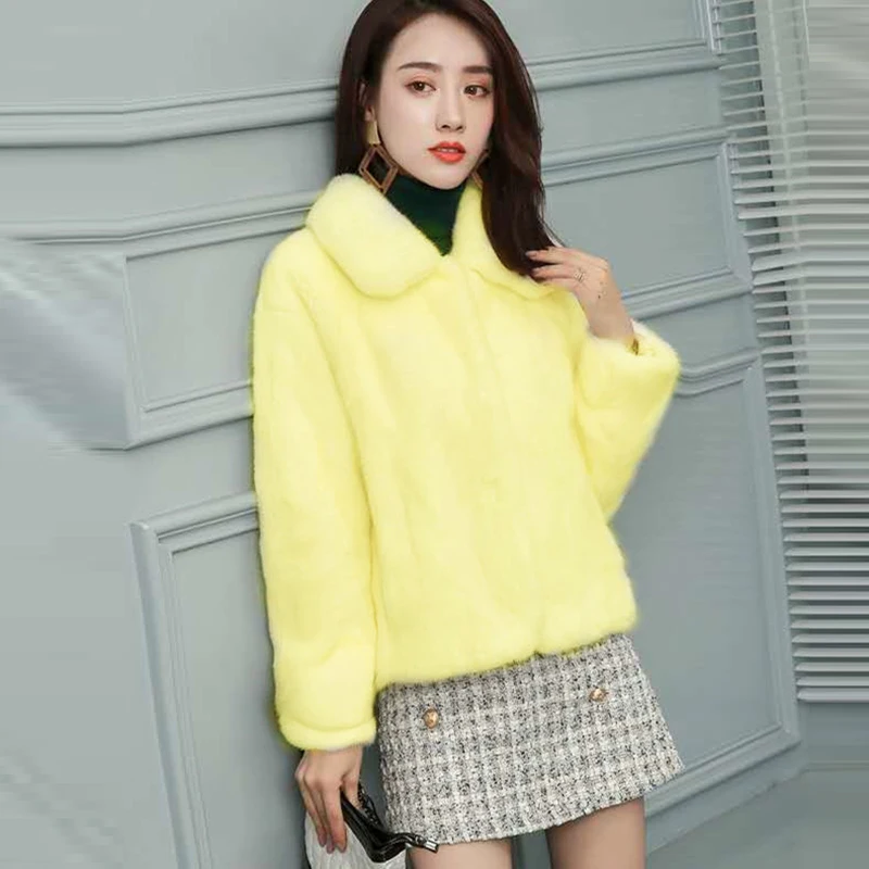 Winter Fashion Cropped Faux Fox Jacket 2024 Autumn Winter Zipper Up Fluffy Outwear Luxury Korean Turn Down Collar Fur Coat Loose