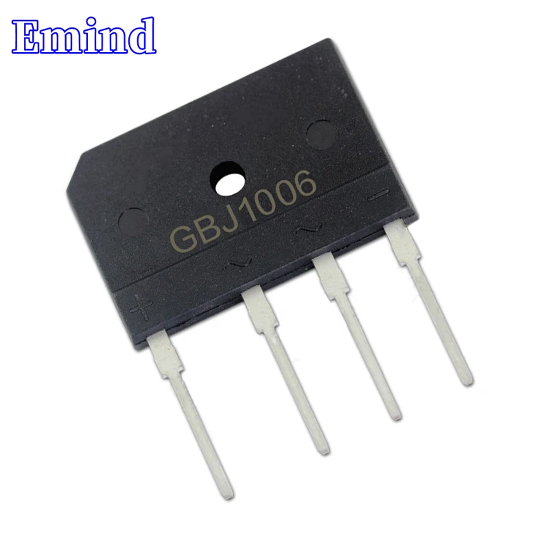 

5Pcs GBJ1006 Bridge Rectifier 10A/600V GBJ10J Bridge Stack Can Cut GBJ Footprint Flat Bridge