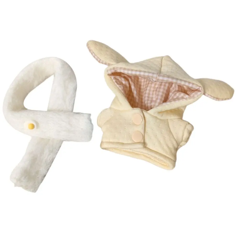 Ceative 10cm Doll Clothes Cartoon Rabbit Ear Blue Yellow Miniature Cap Coat Changing Dress Game Photo Prop Doll Overcoat Toy