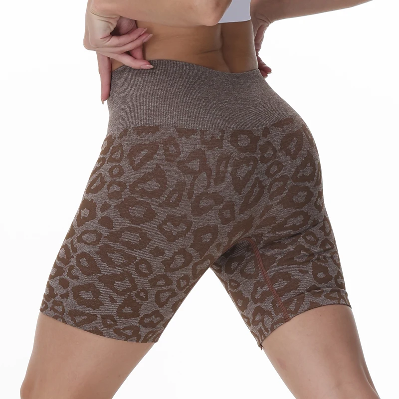 Abs Loli Seamless Yoga Shorts High Waist Leopard Push Up Running