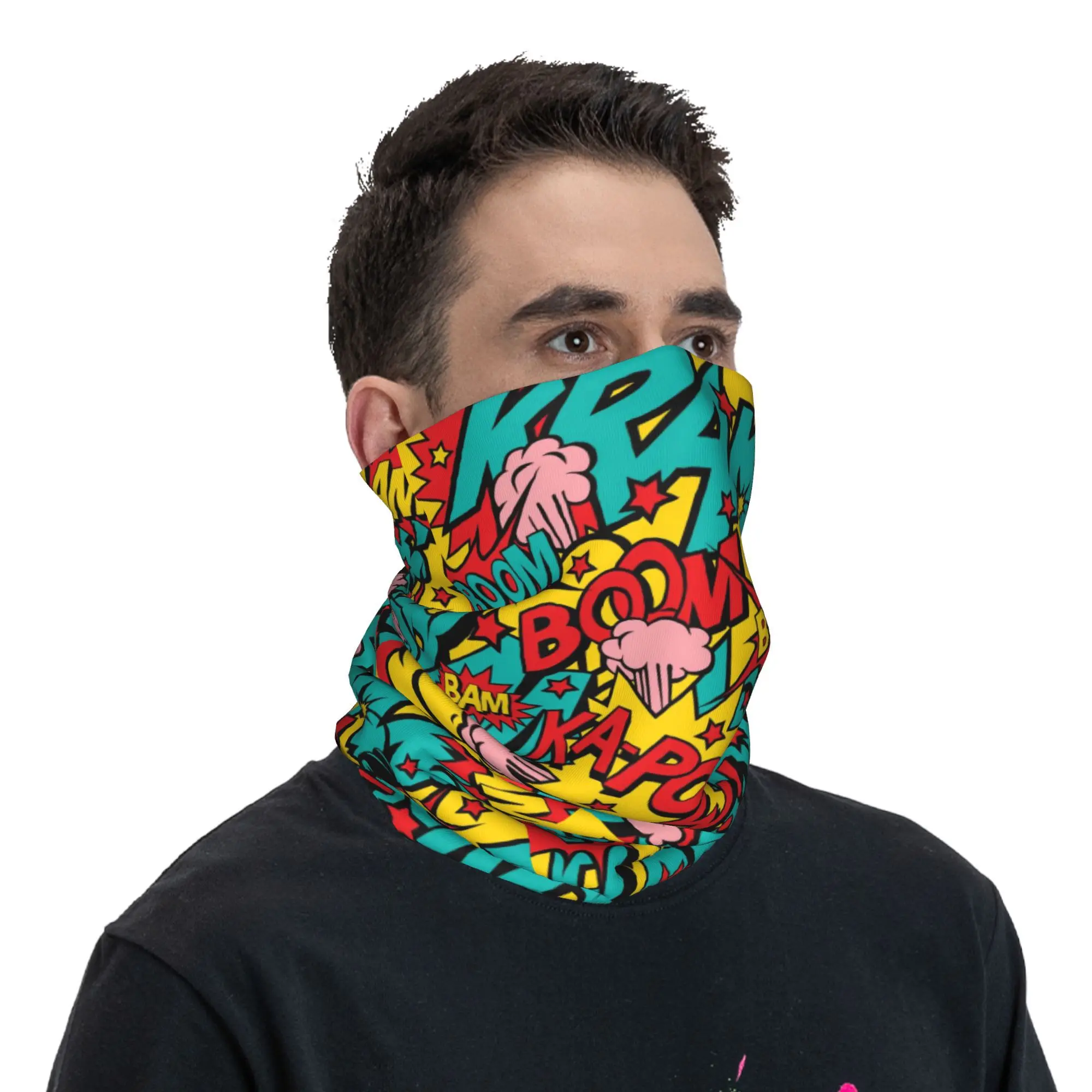 Comic Book Bandana Neck Gaiter UV Protection Face Scarf Cover Women Men Headwear Tube Balaclava