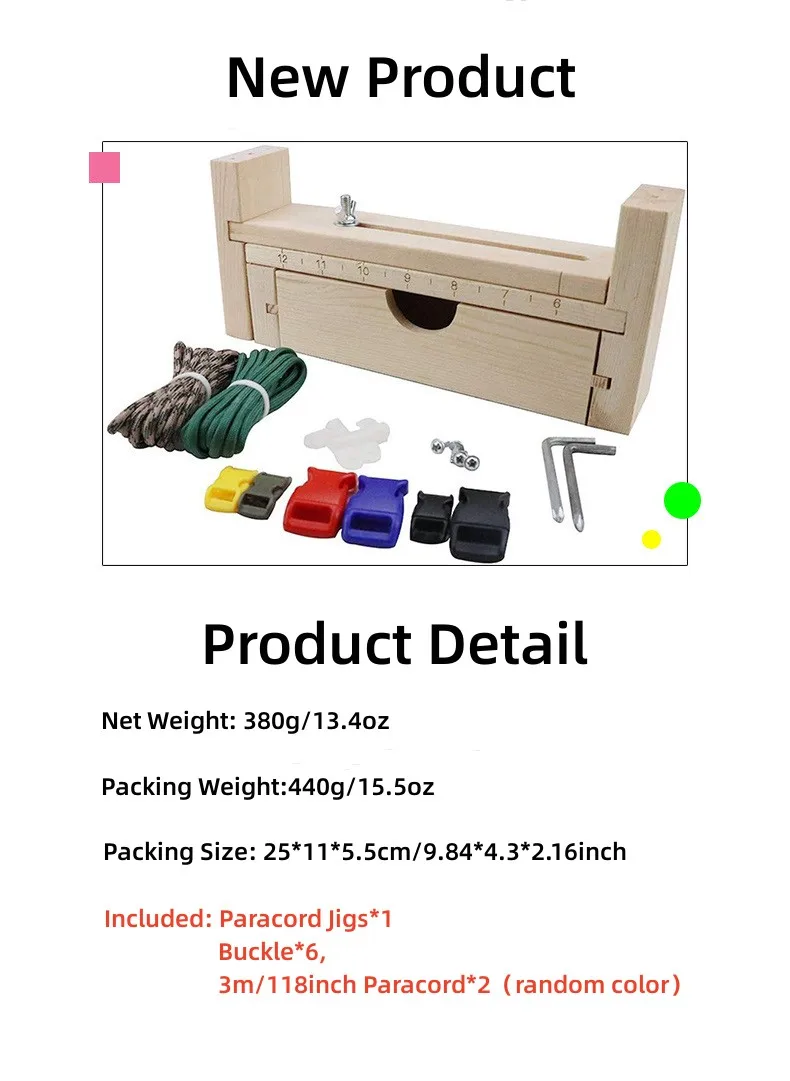 Description Picture 2 of itemWooden Jig Paracord Bracelet Making Kit With Release Buckle & 2pcs random color paracord Handmade Accessories DIY Braided Frame