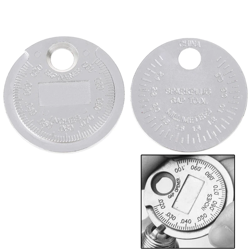 Spark Plug Gage Measurement Coin-Type 0.6-2.4mm Range Spark Plug Gage SparkPlug Gap Gauge Tool 1pc
