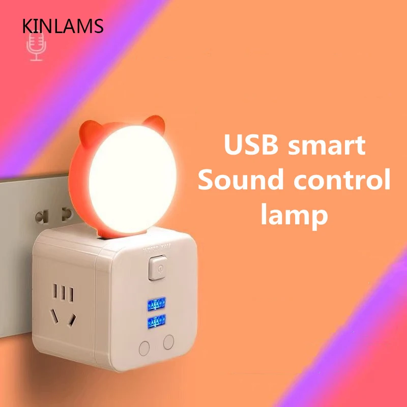 

Voice Control Night Lights USB Smart Interface Night Light English Version Cute Cat Intelligent Voice Night Lamp Command Control