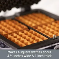 Electrics Stainless Steel Waffle Maker 4 Section Nonstick, Upright Storage 1600 Watts 6 Browning Levels, 2